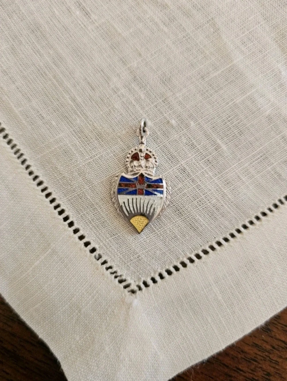 Vintage 60's BMCO Sterling Silver Pendant British Columbia Canada Enamel Shield